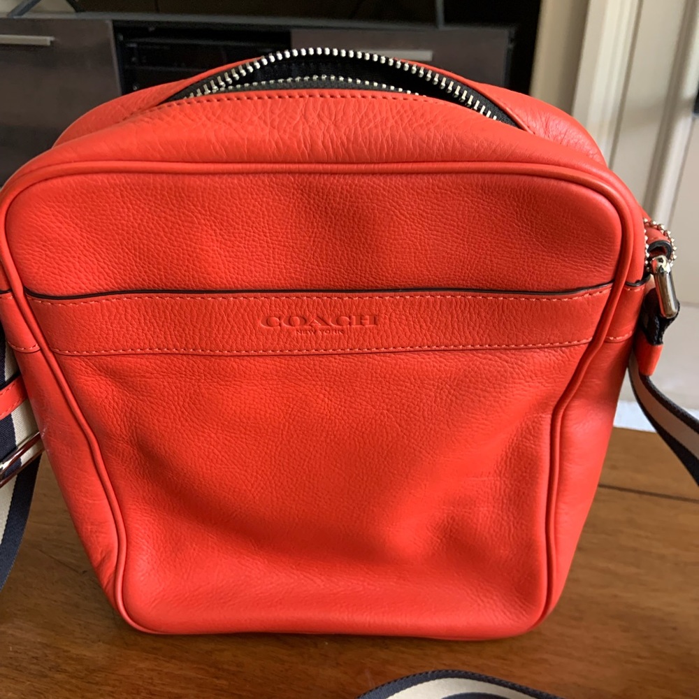 Coach Orange Crossbody bag with orange and black houndstooth wallet